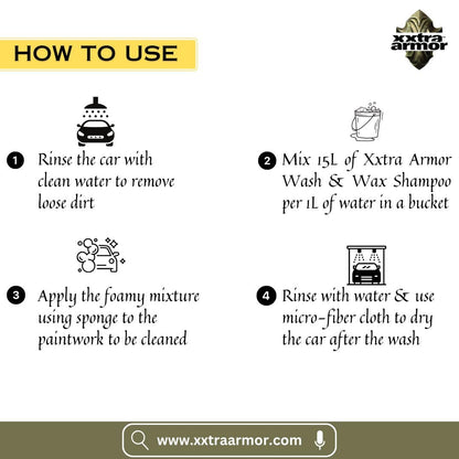 Xxtra Armor Wash & Wax Shampoo for All Vehicles (5 L)